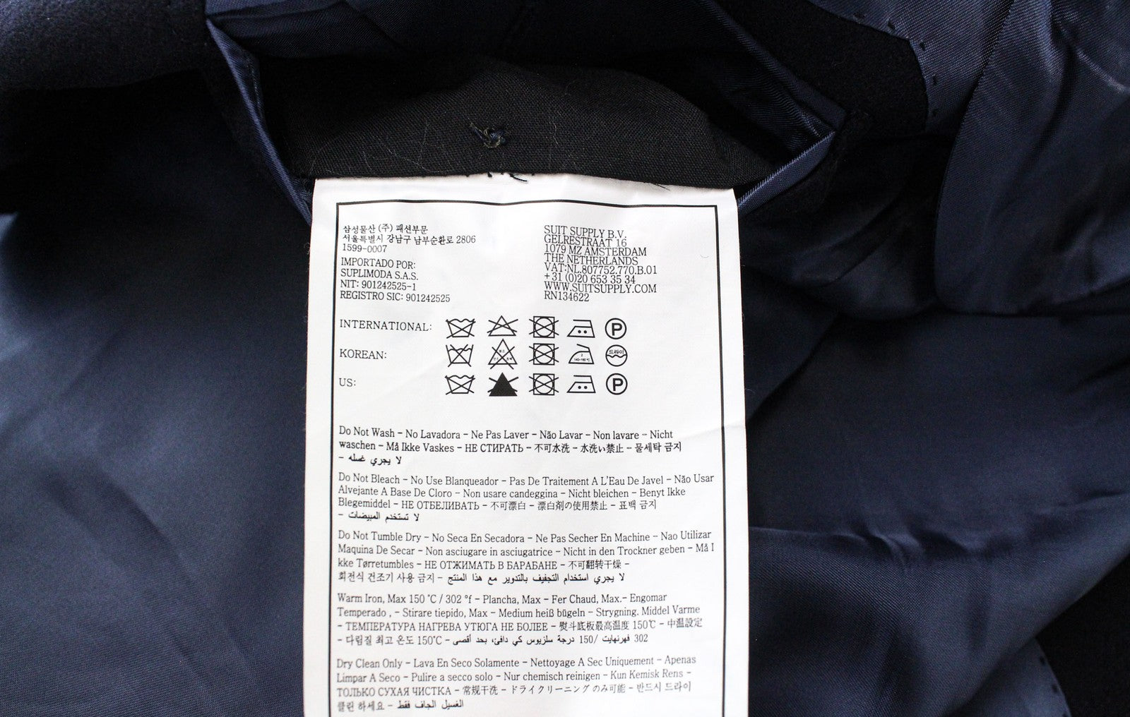 SUITSUPPLY La Spalla Men Suit UK42R Single-Breasted Pure Wool Navy Blue 2 Piece