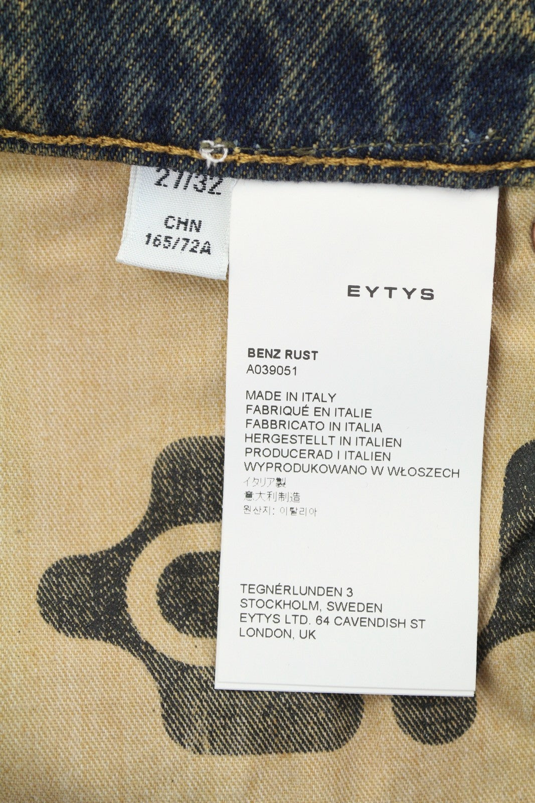 EYTYS Benz Rust Baggy Fit Women Jeans W27/L32 Orange & Blue Washed Unisex RRP370