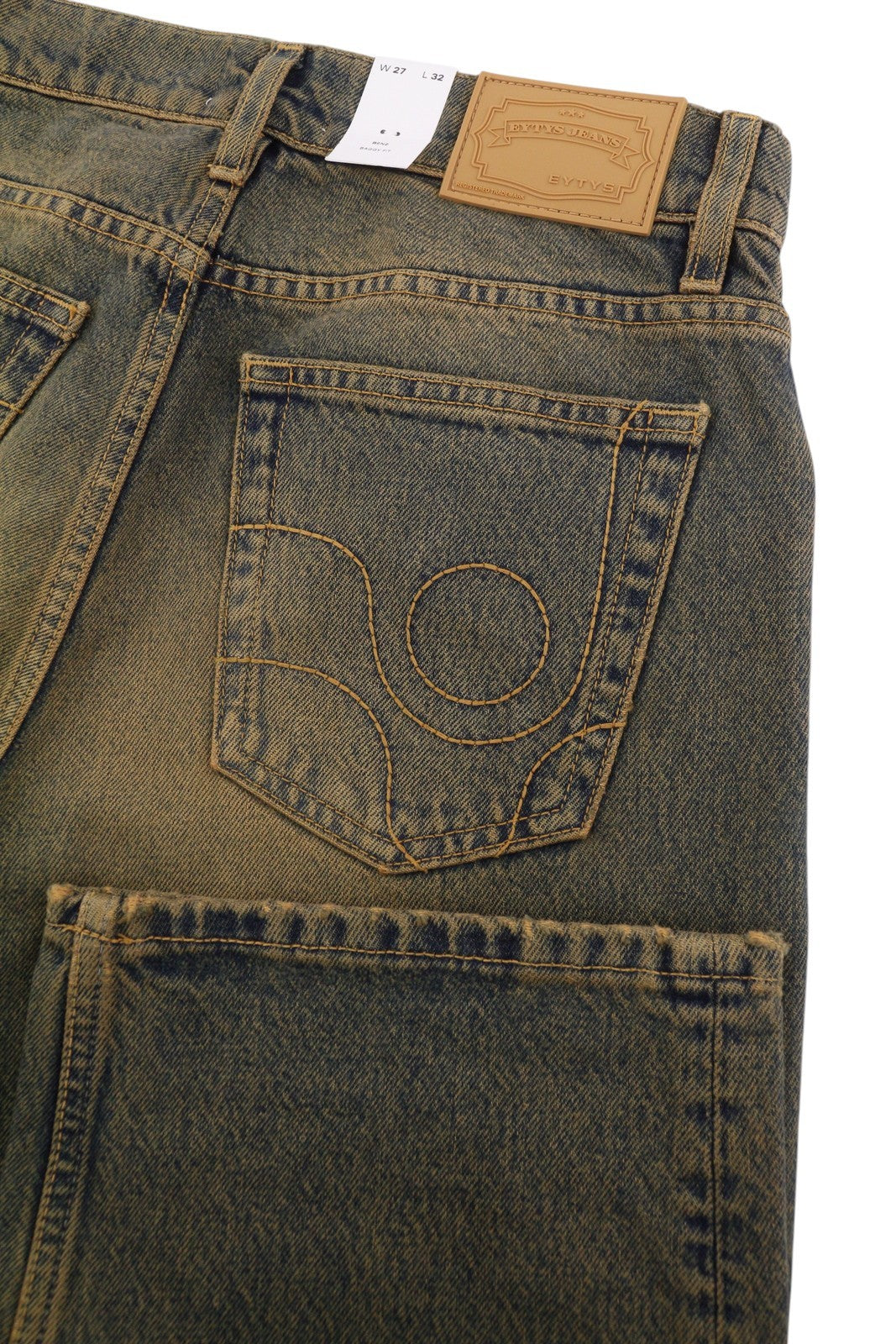 EYTYS Benz Rust Baggy Fit Women Jeans W27/L32 Orange & Blue Washed Unisex RRP370
