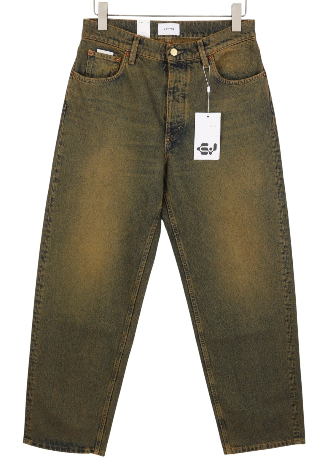 EYTYS Benz Rust Baggy Fit Men Jeans W29/L32 Orange & Blue Washed Unisex RRP370