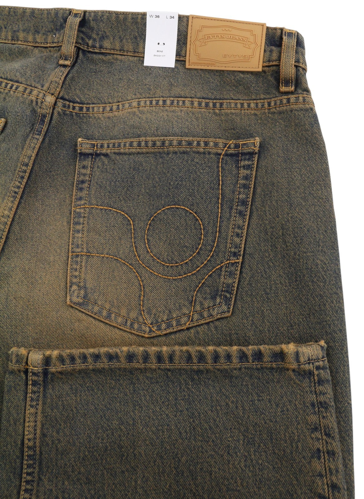 EYTYS Benz Rust Baggy Fit Men Jeans W36/L34 Orange & Blue Washed Unisex RRP370