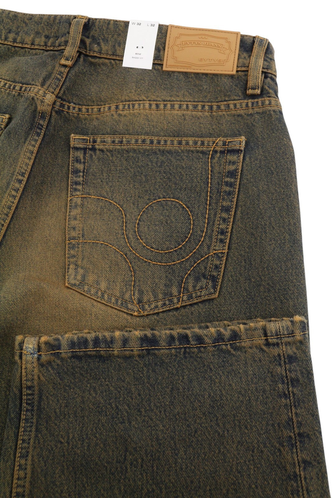 EYTYS Benz Rust Baggy Fit Men Jeans W32/L32 Orange & Blue Washed Unisex RRP370