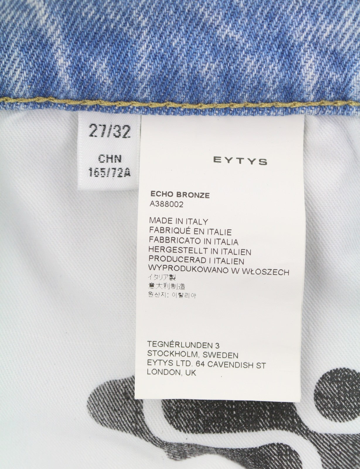 EYTYS Echo Bronze Unltra Baggy Fit Women Jeans W27/L32 Aged Look Unisex RRP370