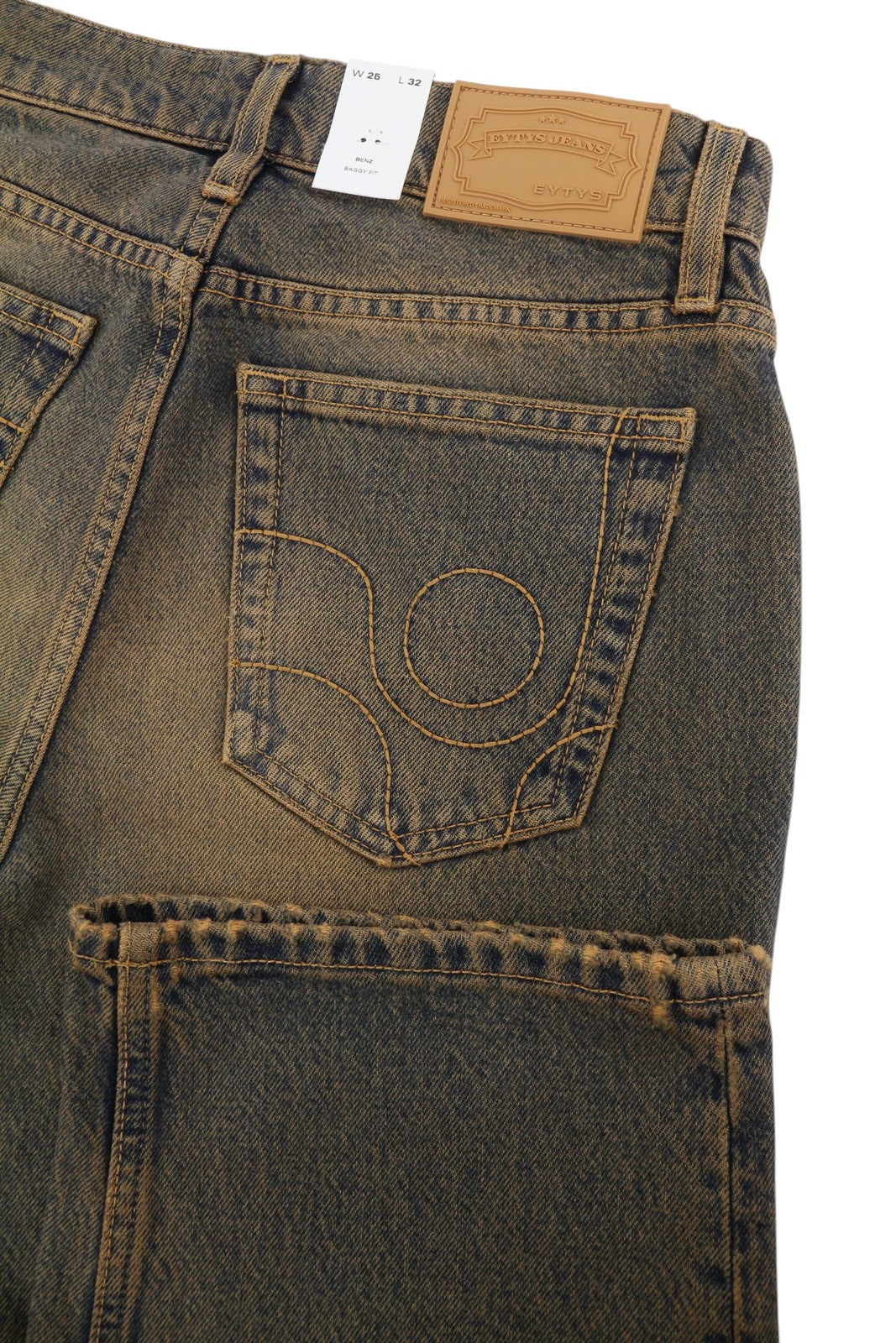EYTYS Benz Rust Baggy Fit Women Jeans W25/L32 Orange Blue Washed Unisex RRP370