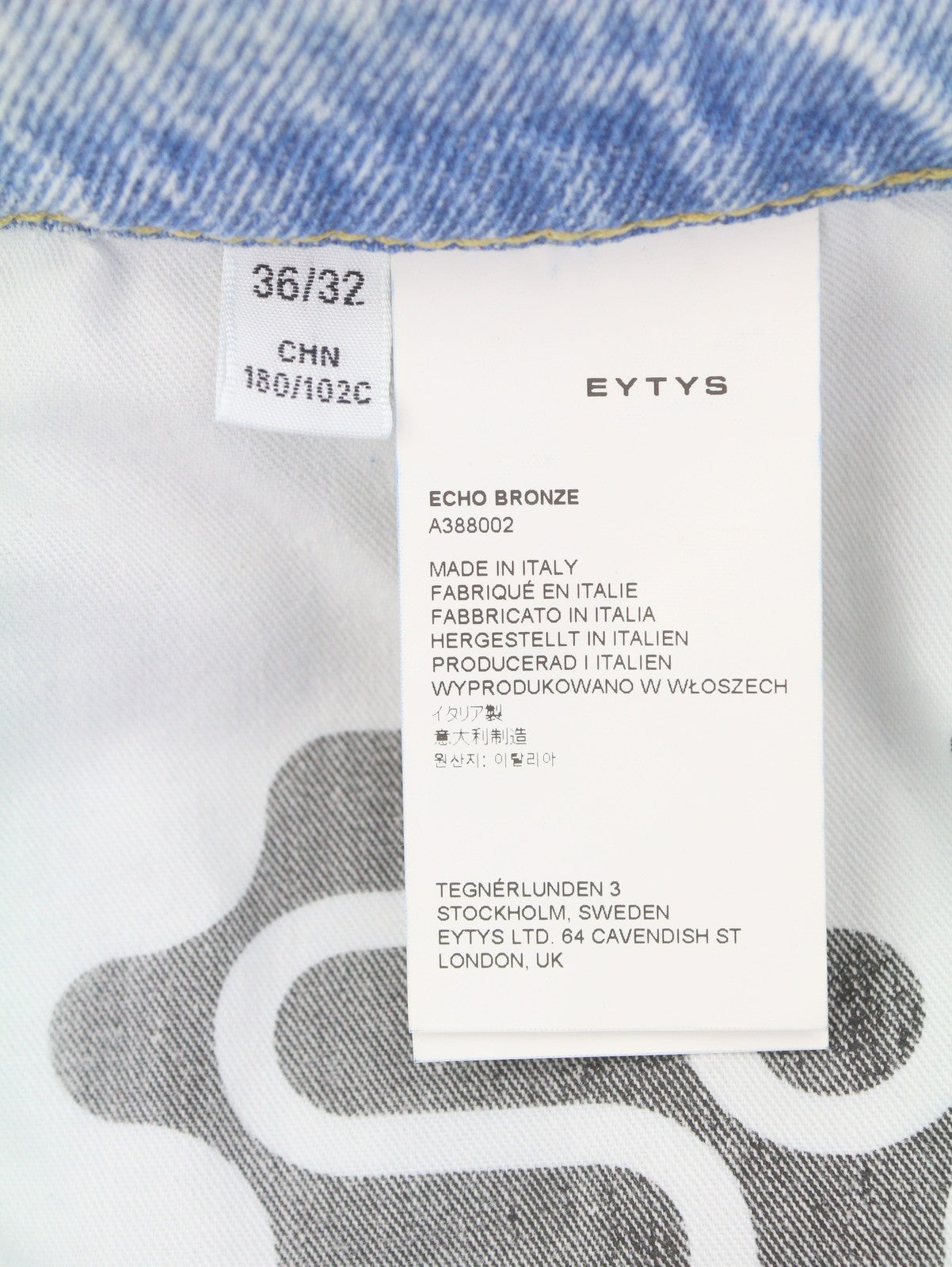 EYTYS Echo Bronze Unltra Baggy Fit Men Jeans W36/L32 Aged Look Unisex RRP370