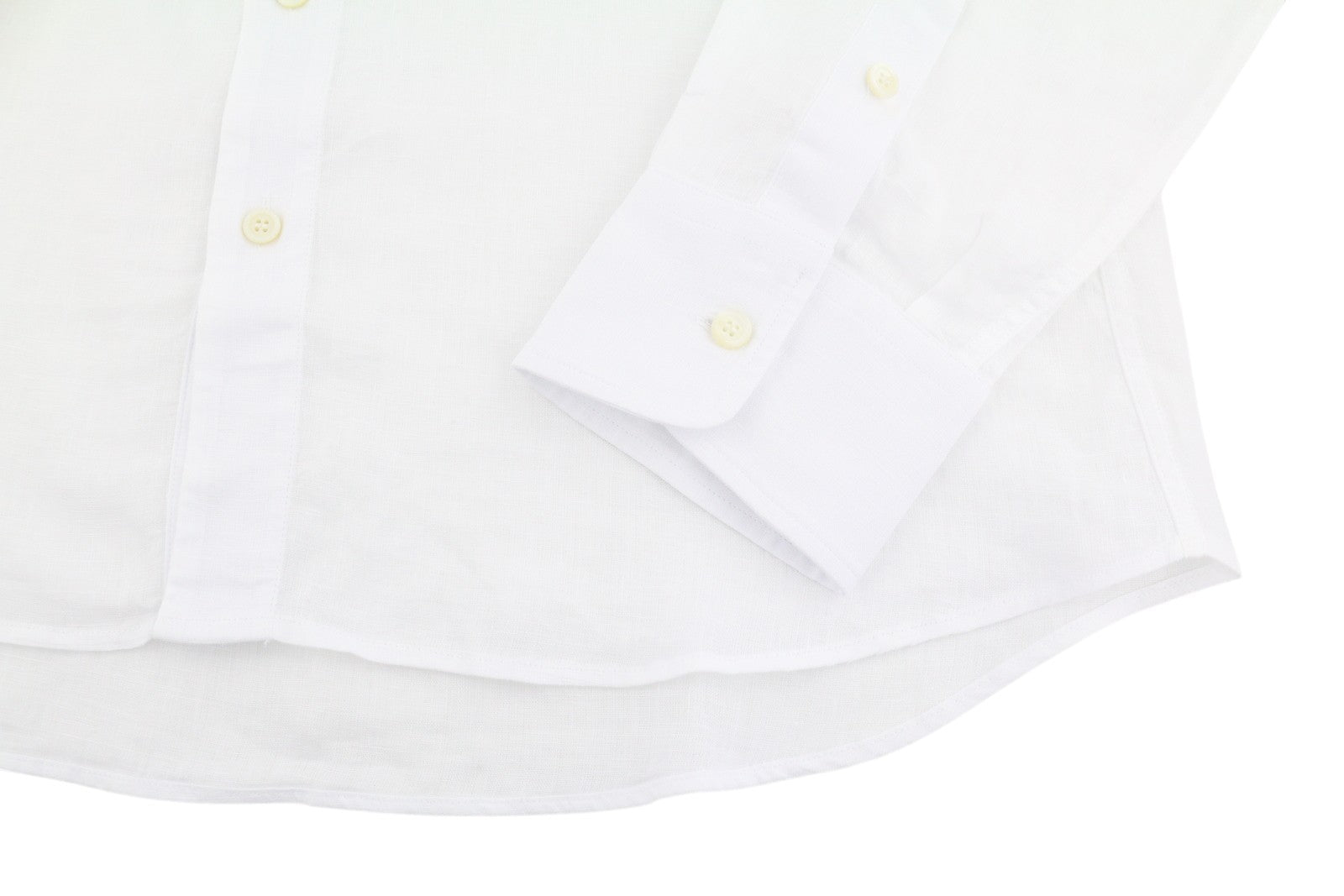 SEASE TN420 Fish Tail Men Shirt M White Linen Button-Up Patch Pocket RRP510