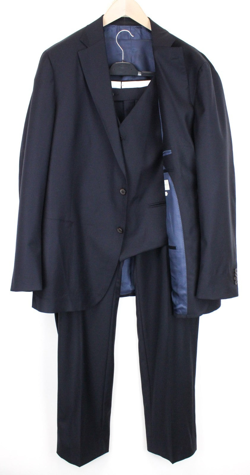 SUITSUPPLY Havana Blueline Men Suit UK54R Pure Wool Blue Classic Lined 3 Piece