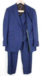 SUITSUPPLY La Spalla Men Suit UK46S Wool Blue Single-Breasted Formal 3 Piece