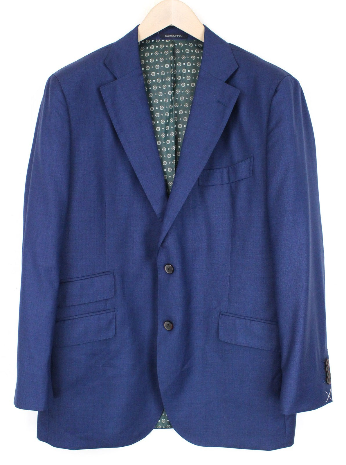 SUITSUPPLY La Spalla Men Suit UK46S Wool Blue Single-Breasted Formal 3 Piece
