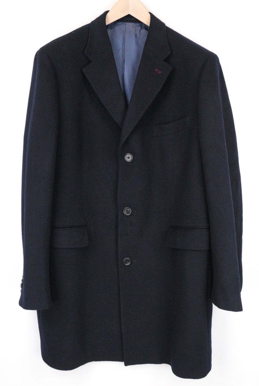 SUITSUPPLY Men Coat UK52 Navy Blue Single-Breasted Pure Wool Lined Notch Lapel