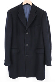 SUITSUPPLY Men Coat UK52 Navy Blue Single-Breasted Pure Wool Lined Notch Lapel