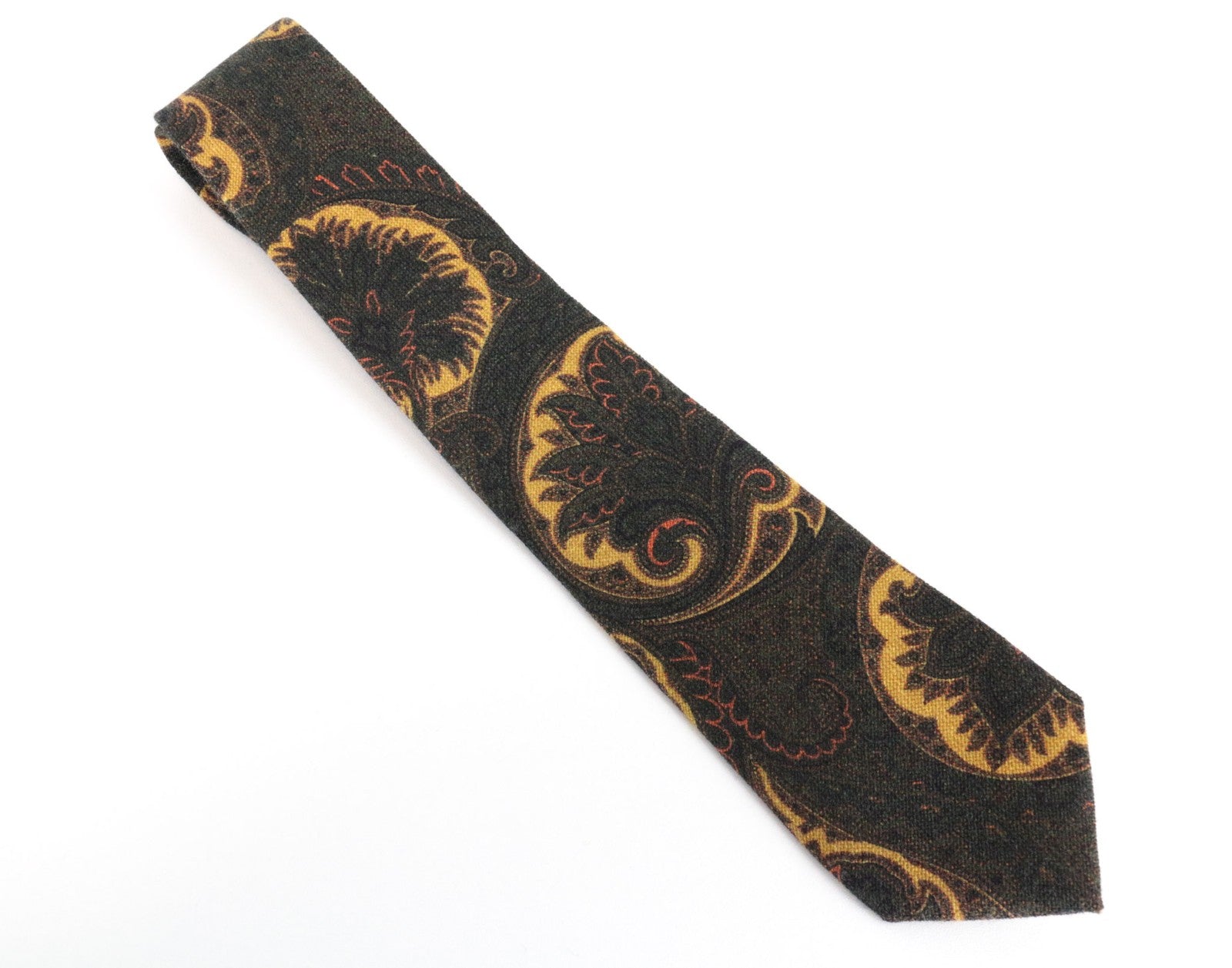 SUITSUPPLY Men Tie ~150 x 8 cm Green Pure Wool Pointed-End Patterned Formal