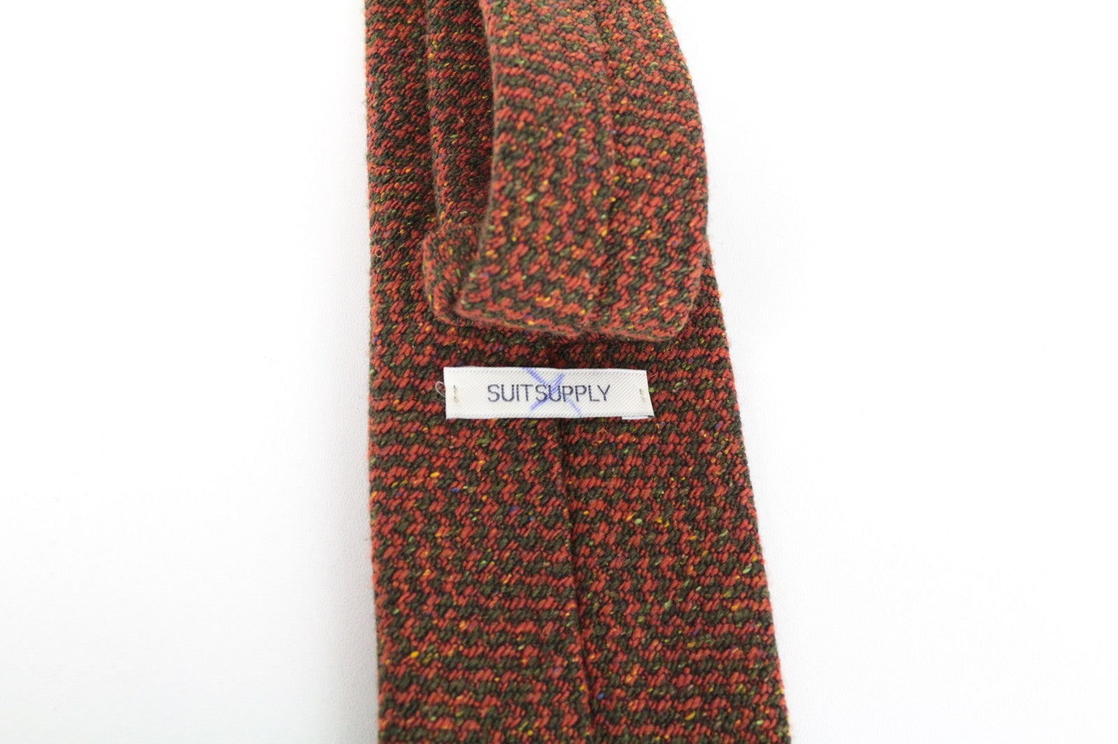 SUITSUPPLY Men Tie ~150 x 8 cm Orange Wool Silk Angora Blend Pointed-End Classic