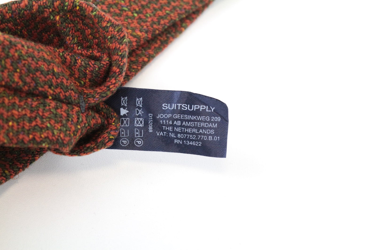 SUITSUPPLY Men Tie ~150 x 8 cm Orange Wool Silk Angora Blend Pointed-End Classic