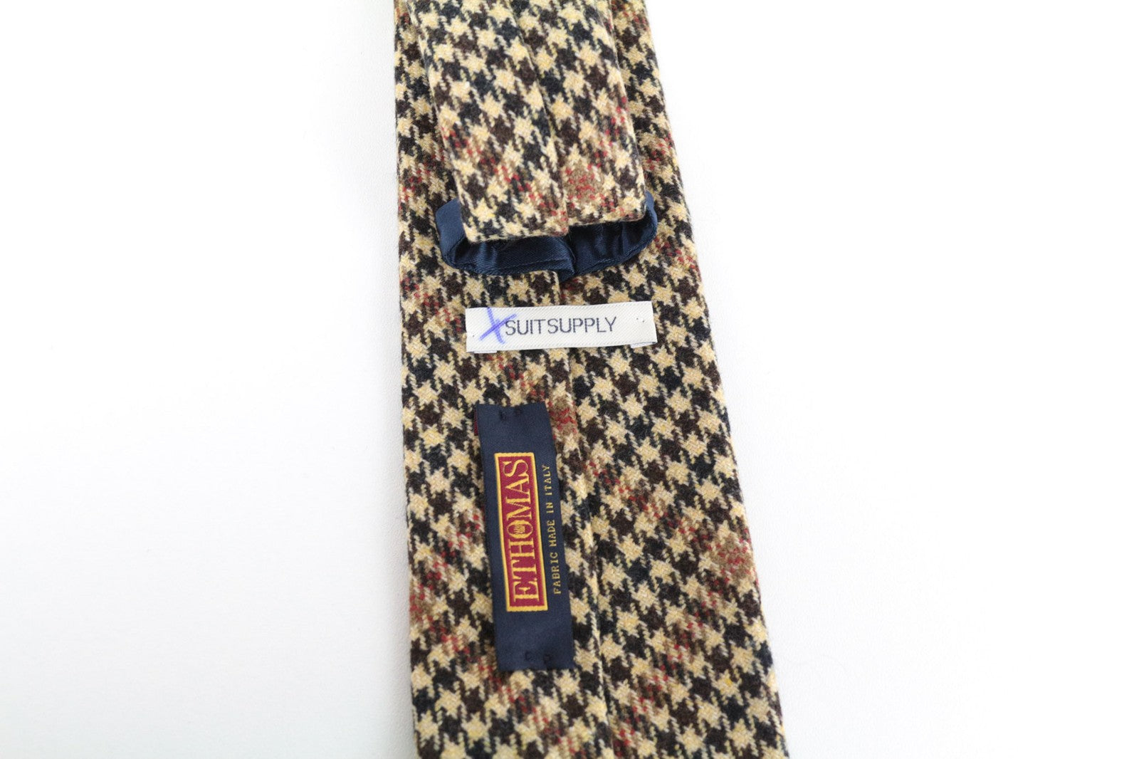 SUITSUPPLY Men Tie ~150 x 8 cm Light Brown Wool Cashmere Patterned Pointed-End