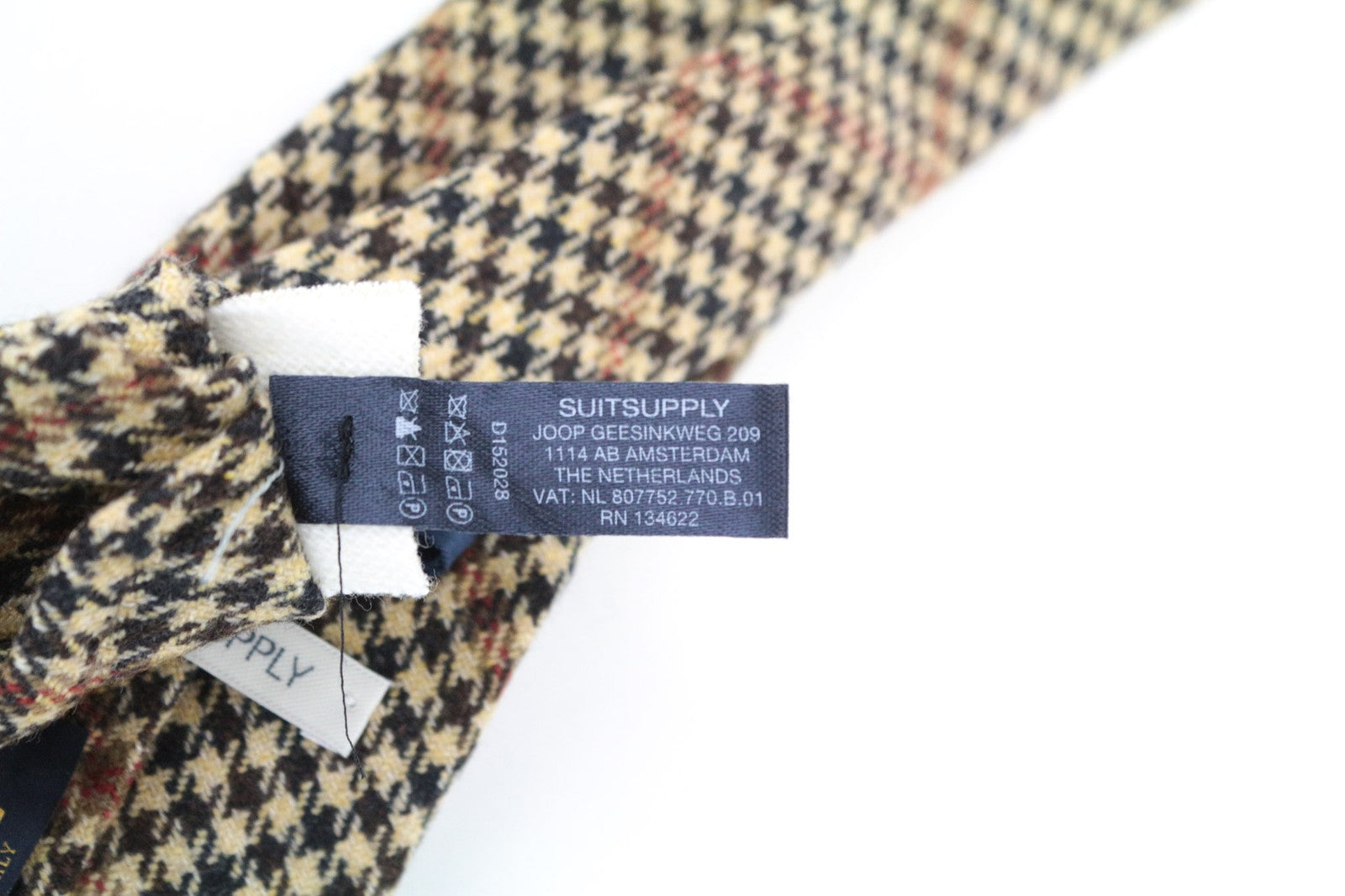 SUITSUPPLY Men Tie ~150 x 8 cm Light Brown Wool Cashmere Patterned Pointed-End