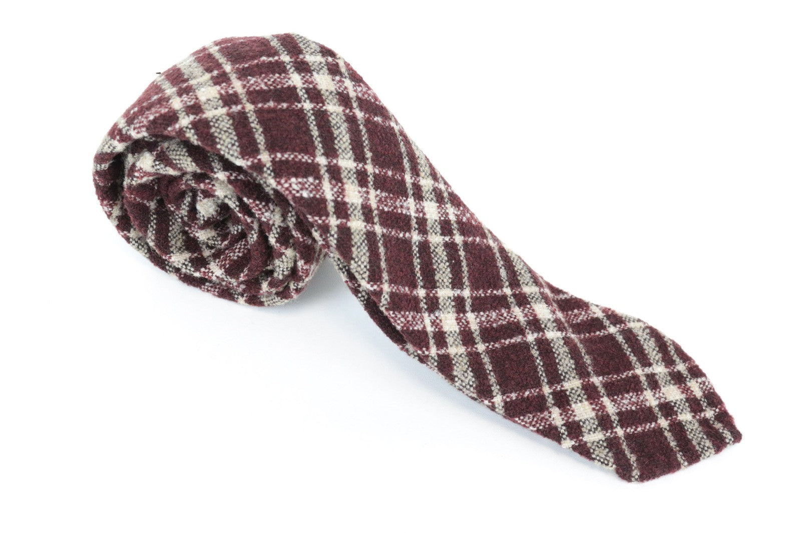 SUITSUPPLY Men Tie ~150 x 8 cm Purple Red Wool Blend Checked Pattern Pointed-End