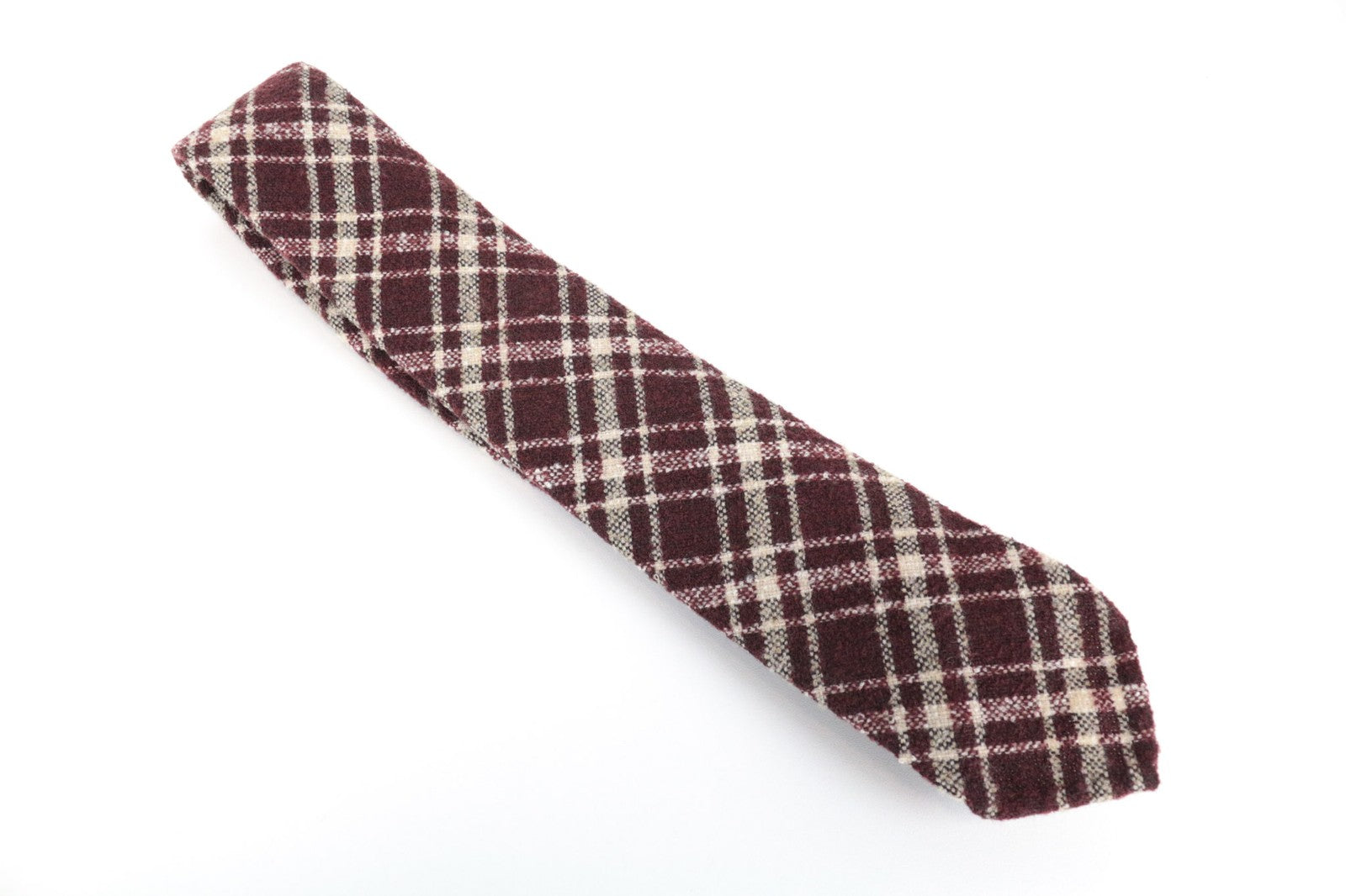 SUITSUPPLY Men Tie ~150 x 8 cm Purple Red Wool Blend Checked Pattern Pointed-End