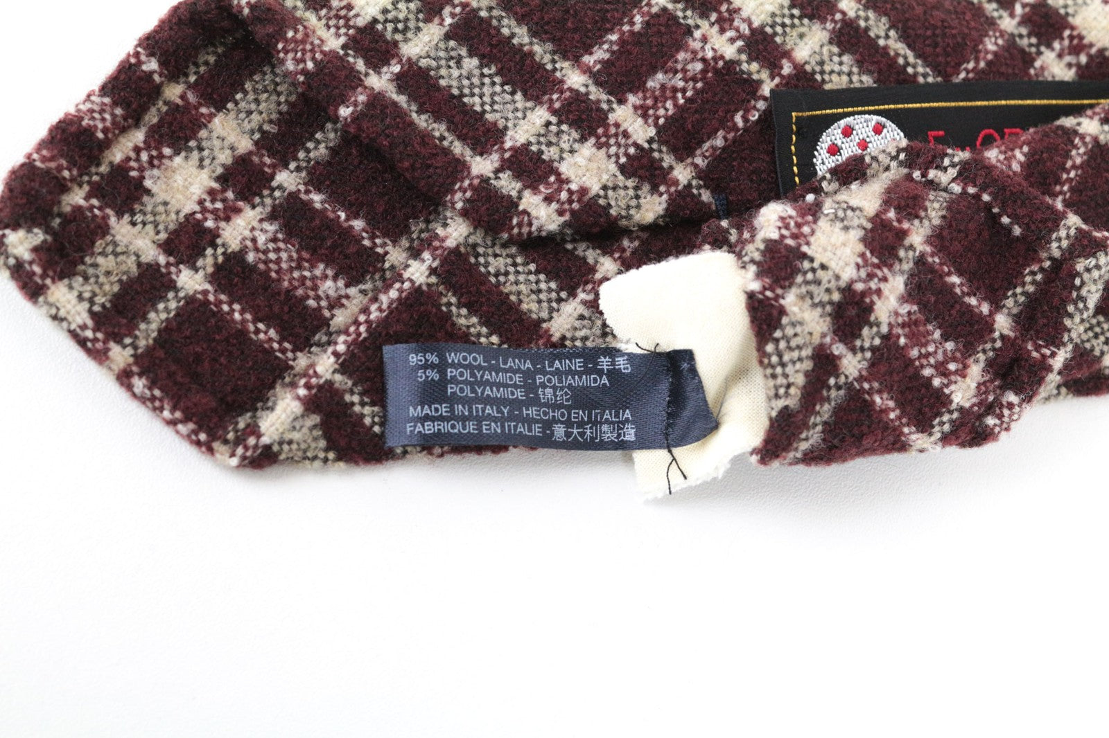 SUITSUPPLY Men Tie ~150 x 8 cm Purple Red Wool Blend Checked Pattern Pointed-End