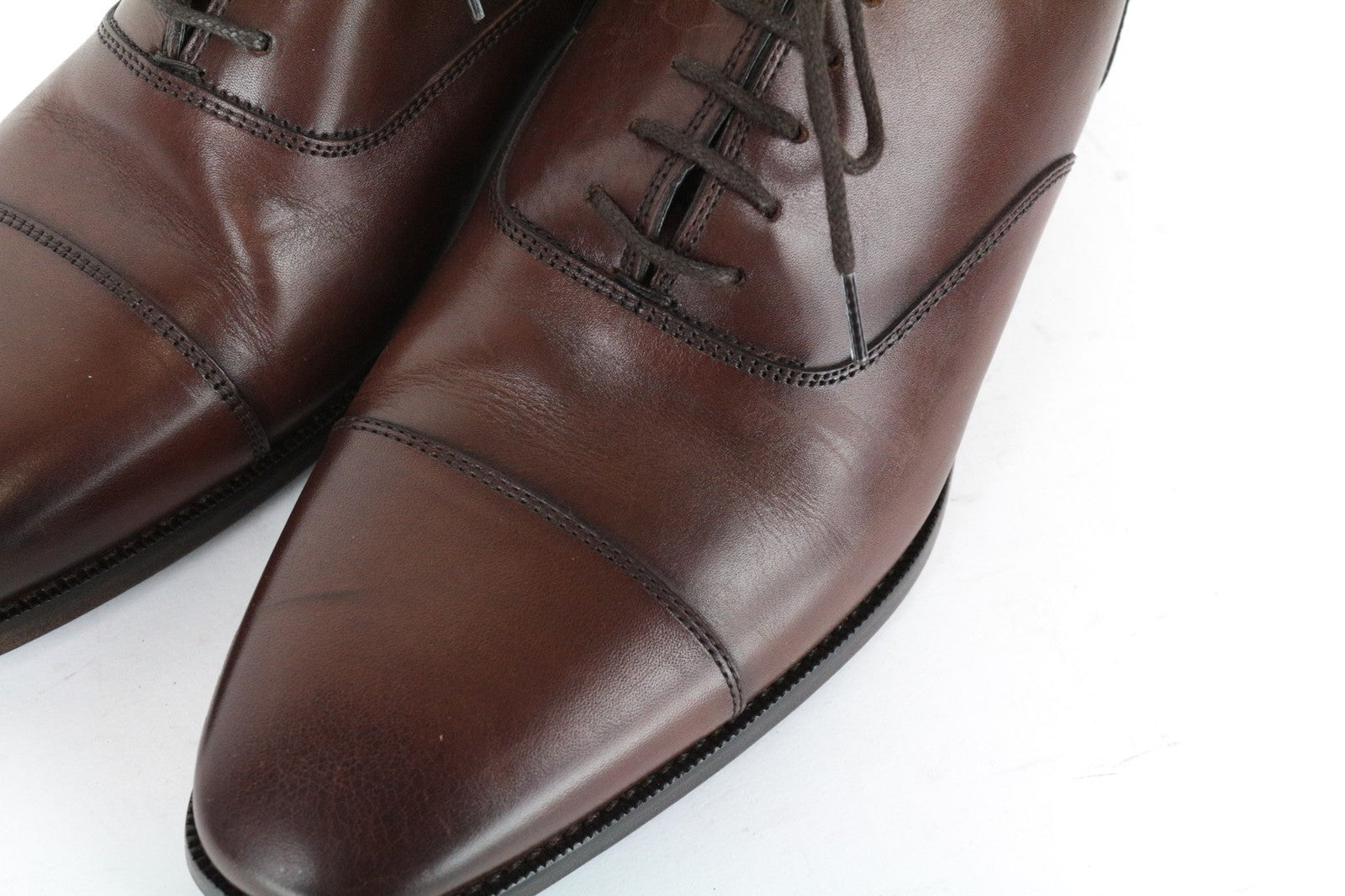 SUITSUPPLY Men Casual Shoes EU42 Brown Genuine Leather Laced Low-Top Classic