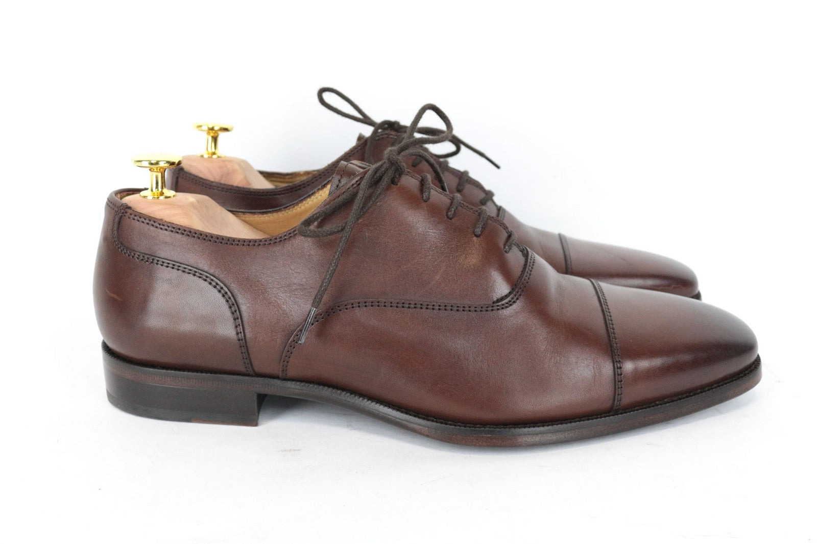 SUITSUPPLY Men Casual Shoes EU42 Brown Genuine Leather Laced Low-Top Classic