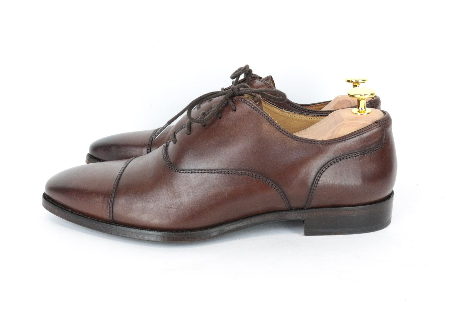SUITSUPPLY Men Casual Shoes EU42 Brown Genuine Leather Laced Low-Top Classic