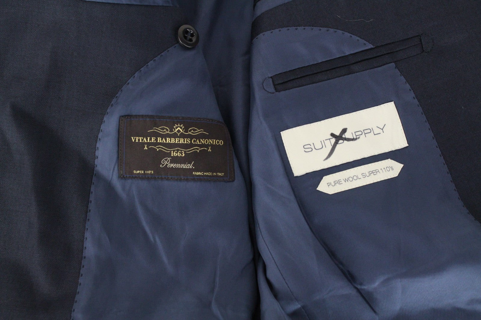 SUITSUPPLY Lazio Men Suit UK36R Slim Pure Wool Super 110's Navy Blue 2 Piece