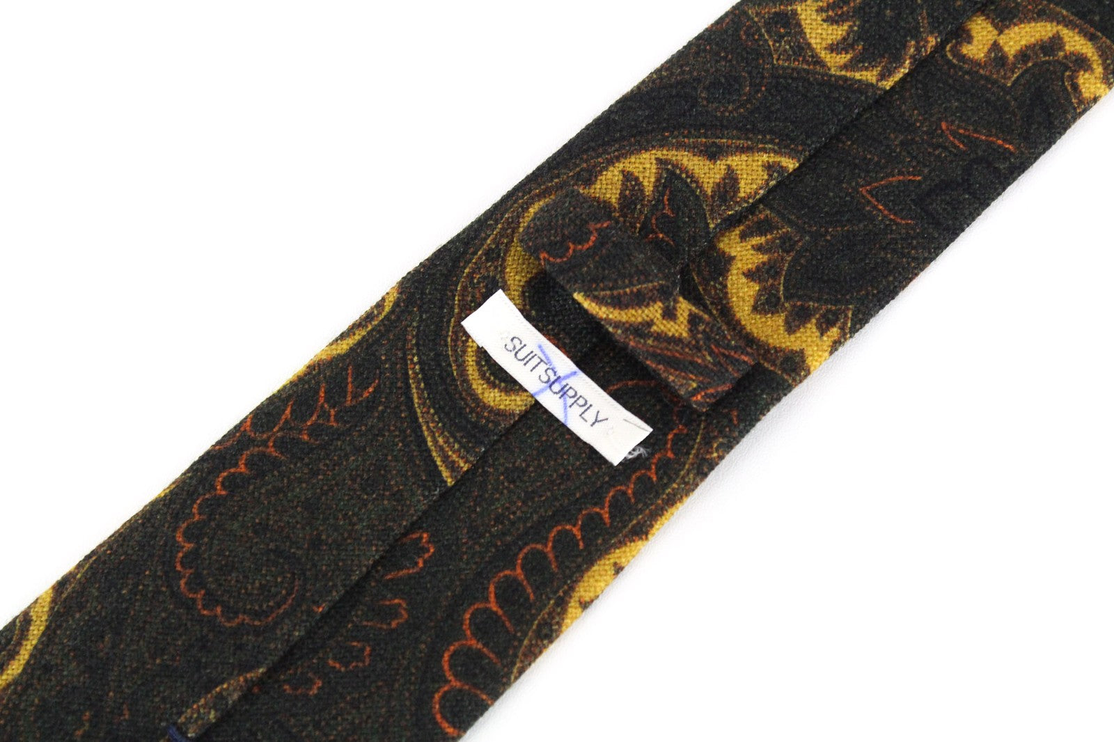 SUITSUPPLY Men Tie ~150 x 8 cm Dark Green Pure Wool Pointed-End Classic Patterns