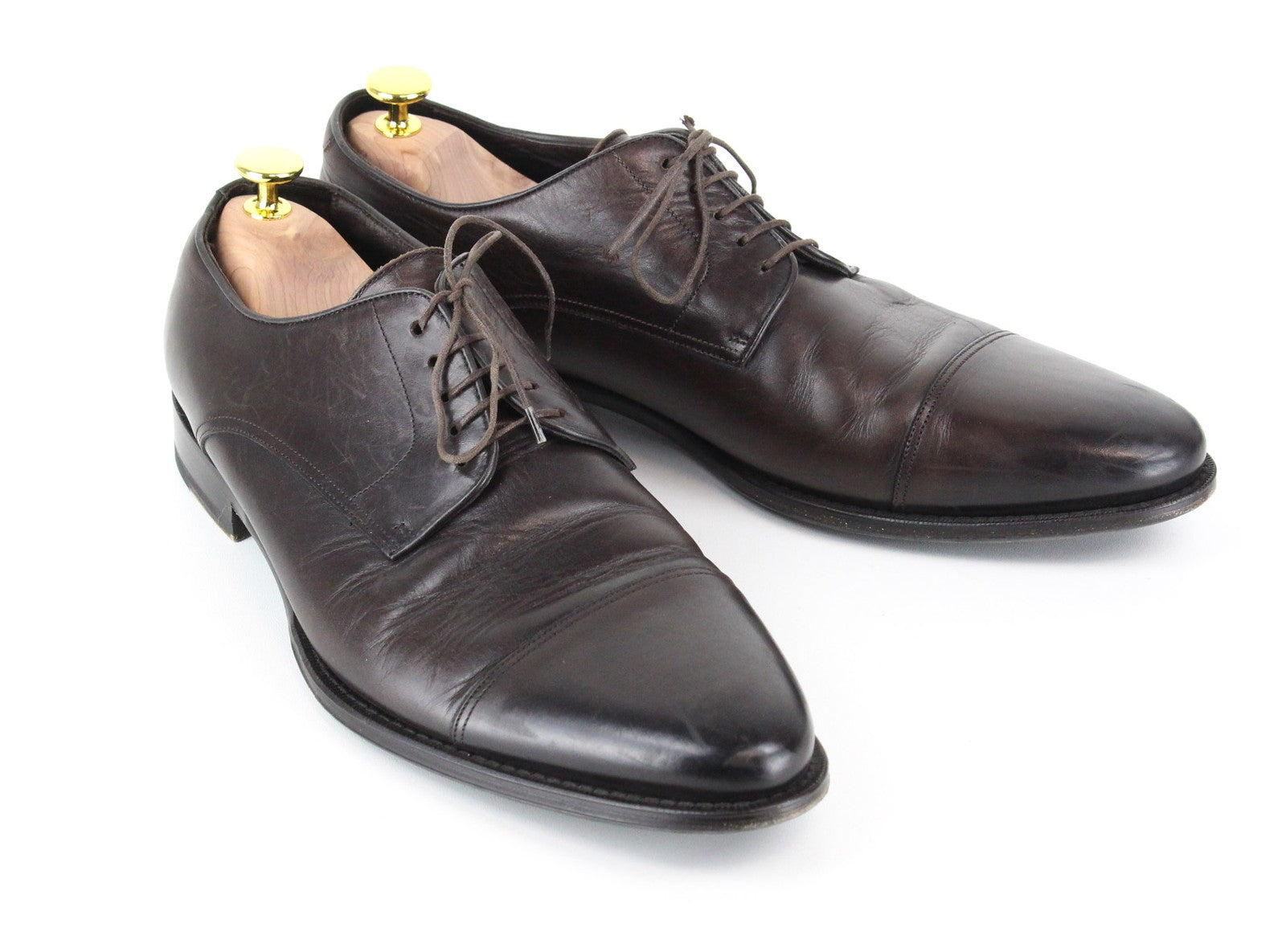 SUITSUPPLY Men Casual Shoes EU44 Dark Brown Leather Classic Laced Low-Top UK10