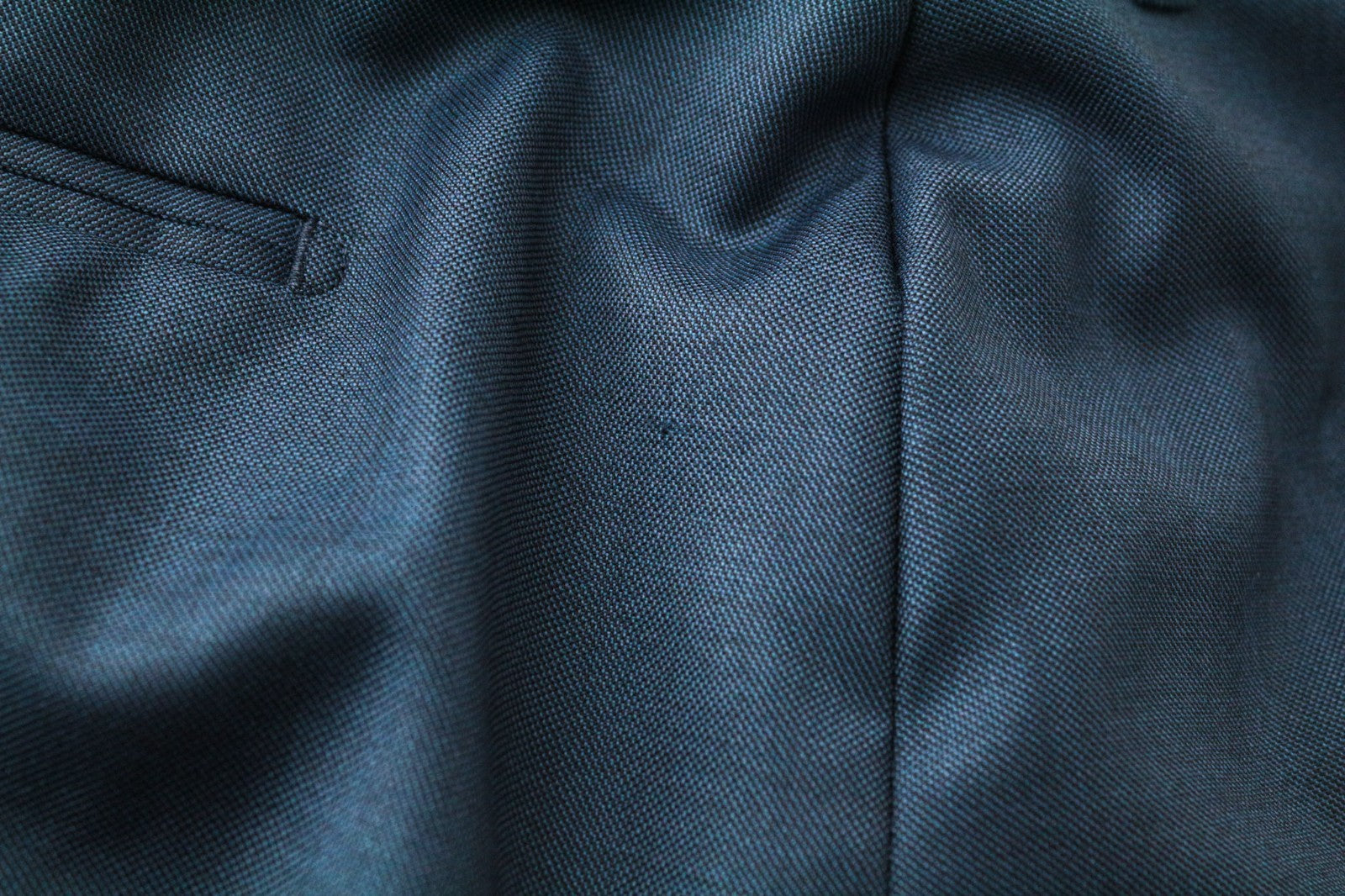 SUITSUPPLY Lazio Men Suit UK40L Melange Wool S110 Formal 2-Piece Blue Slim Cut