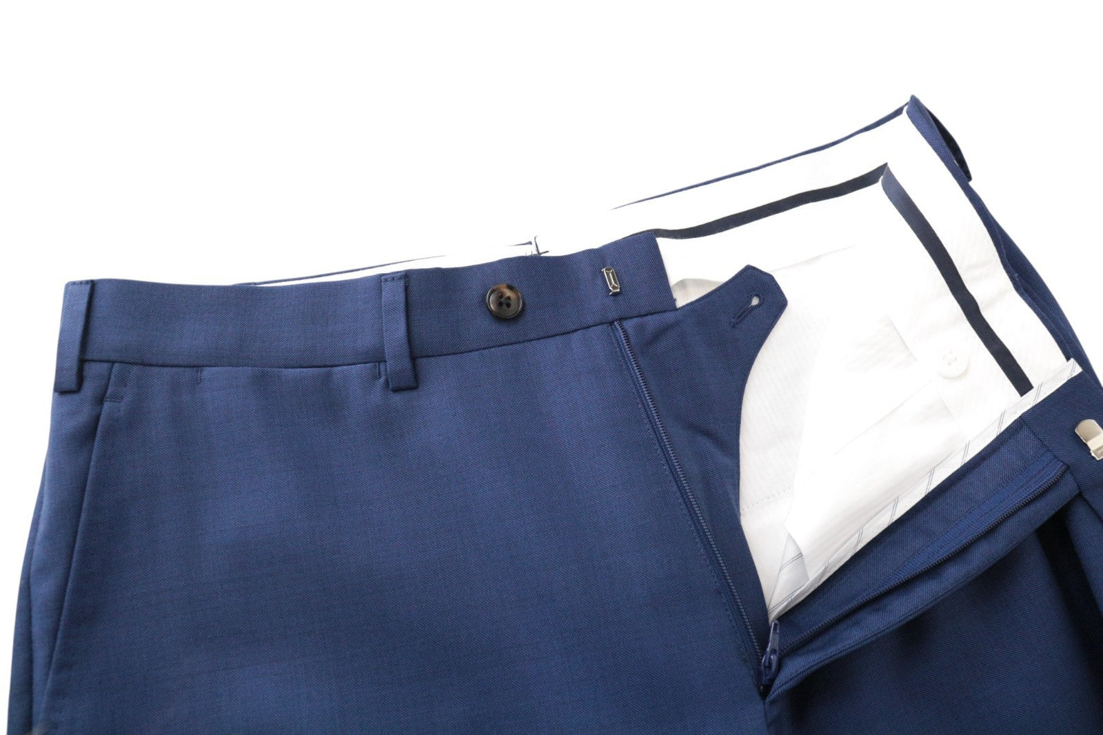 SUITSUPPLY Lazio Men Suit UK40L Melange Wool S110 Formal 2-Piece Blue Slim Cut