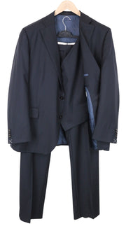 SUITSUPPLY La Spalla Men Suit UK56S 3-Piece Blue Slim Pure Wool Formal Perennial