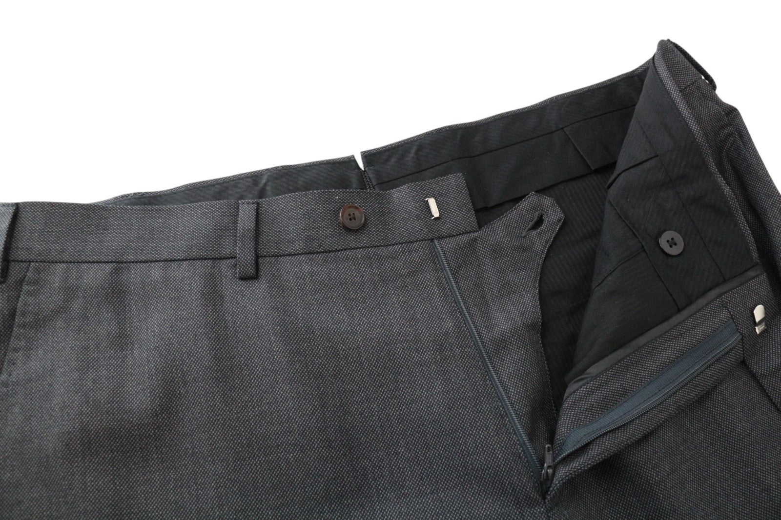 SUITSUPPLY La Spalla Men Suit UK46R Birdseye Check 2-Piece Grey Slim Wool S130