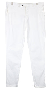 SUITSUPPLY Porto Novo Men Trousers UK38R White Slim Flat-Front Chino Stretch