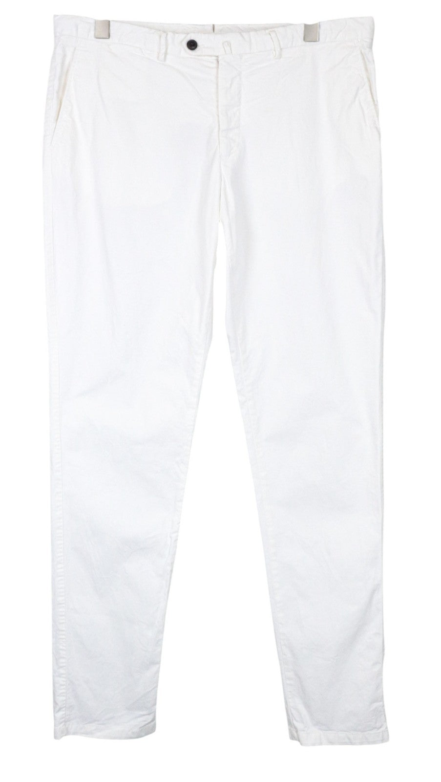 SUITSUPPLY Porto Novo Men Trousers UK38R White Slim Flat-Front Chino Stretch