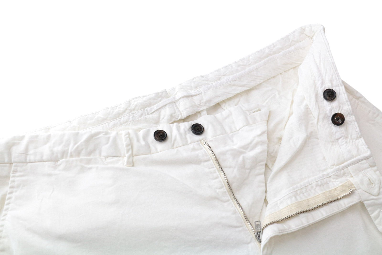 SUITSUPPLY Porto Novo Men Trousers UK38R White Slim Flat-Front Chino Stretch