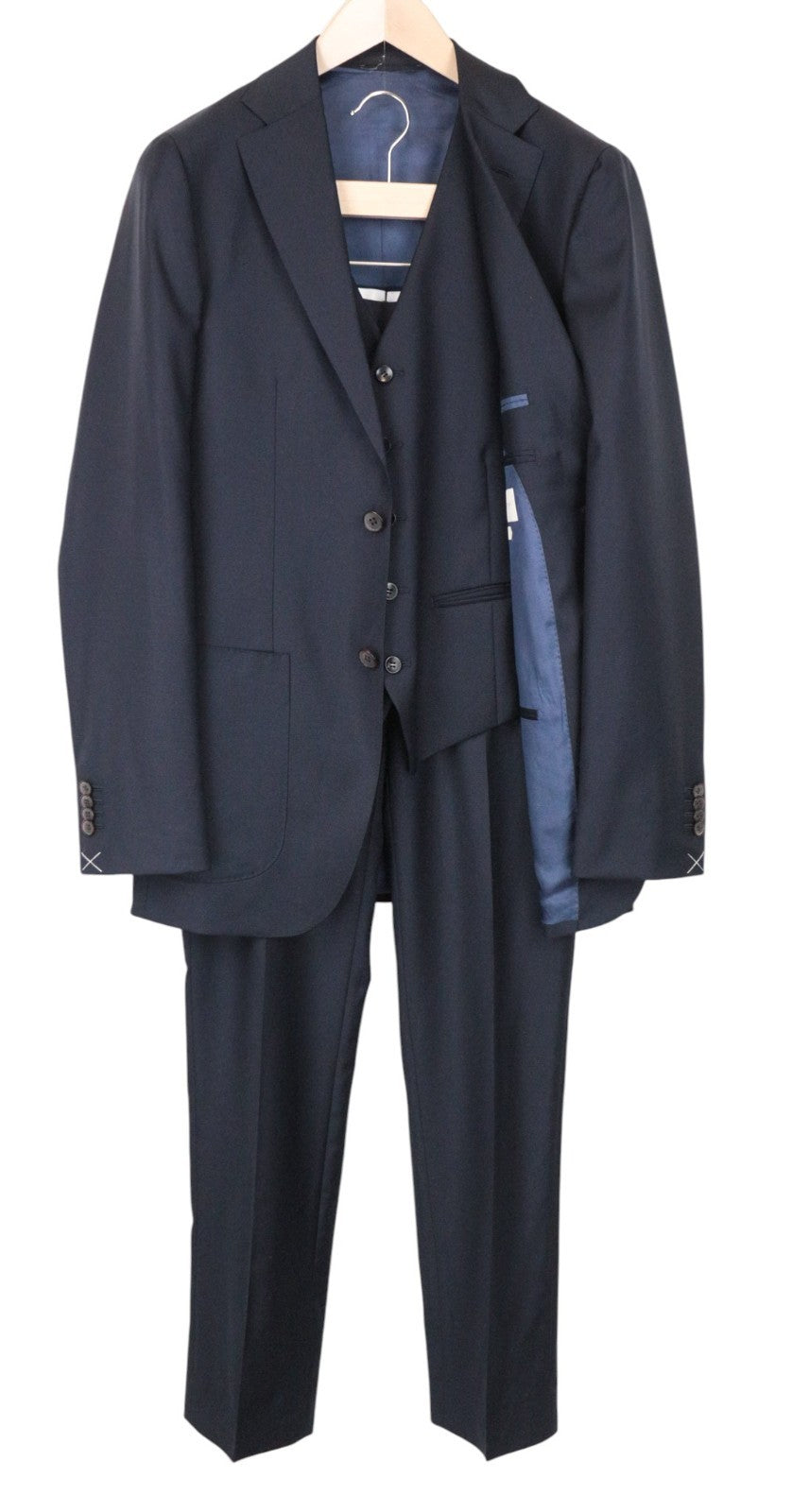 SUITSUPPLY Havana Men Suit UK36L Blueline Single-Breasted Blue Pure Wool 3 Piece