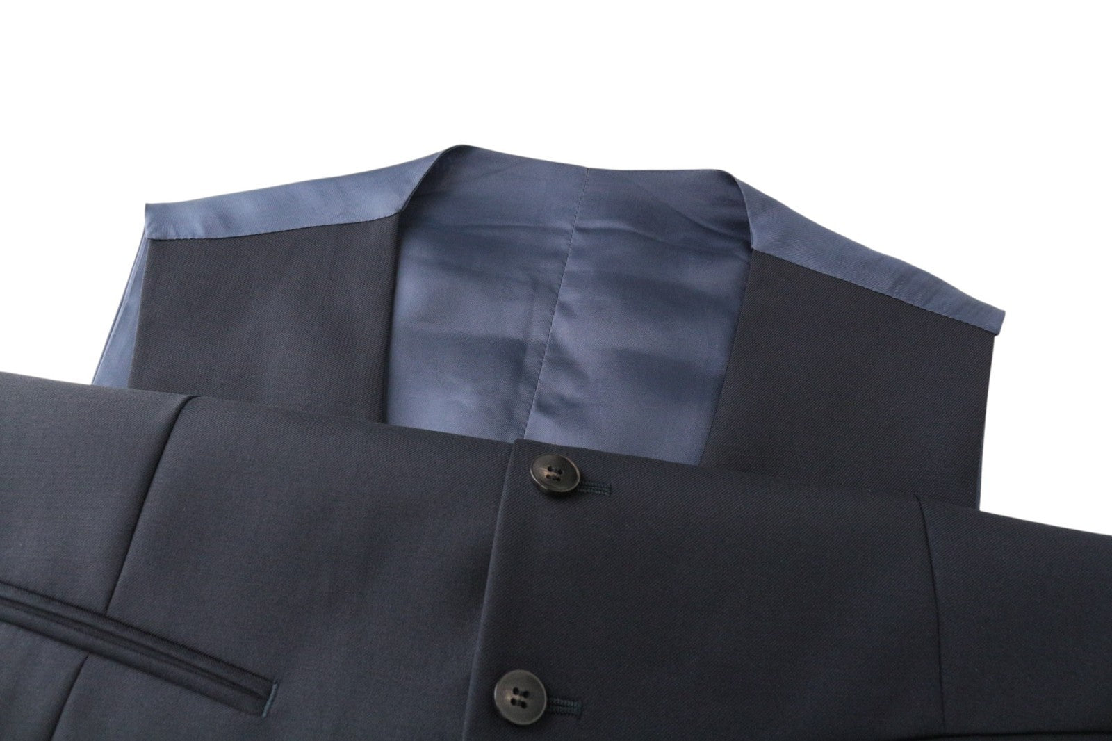 SUITSUPPLY Havana Men Suit UK36L Blueline Single-Breasted Blue Pure Wool 3 Piece