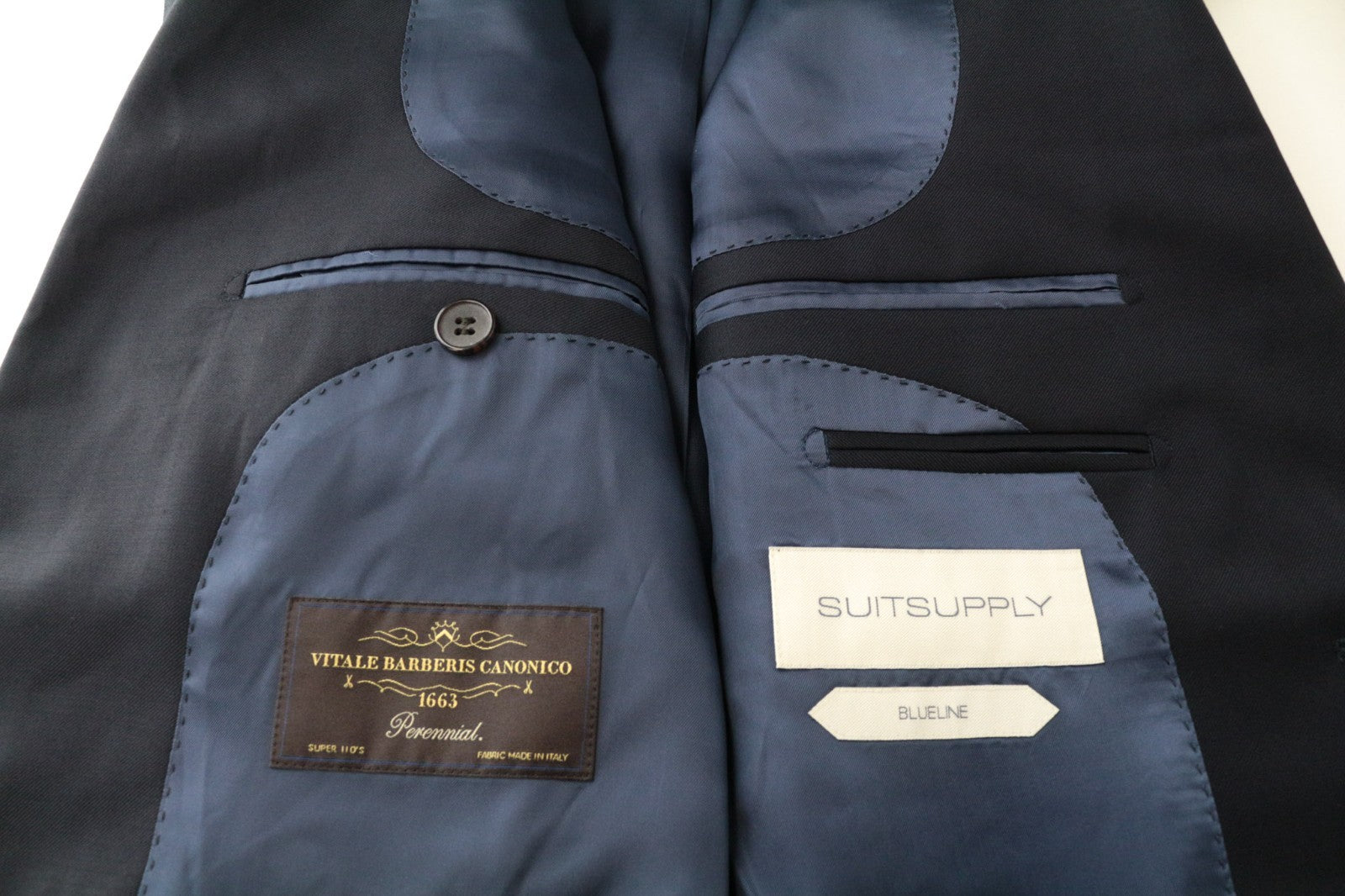 SUITSUPPLY Havana Men Suit UK36L Blueline Single-Breasted Blue Pure Wool 3 Piece