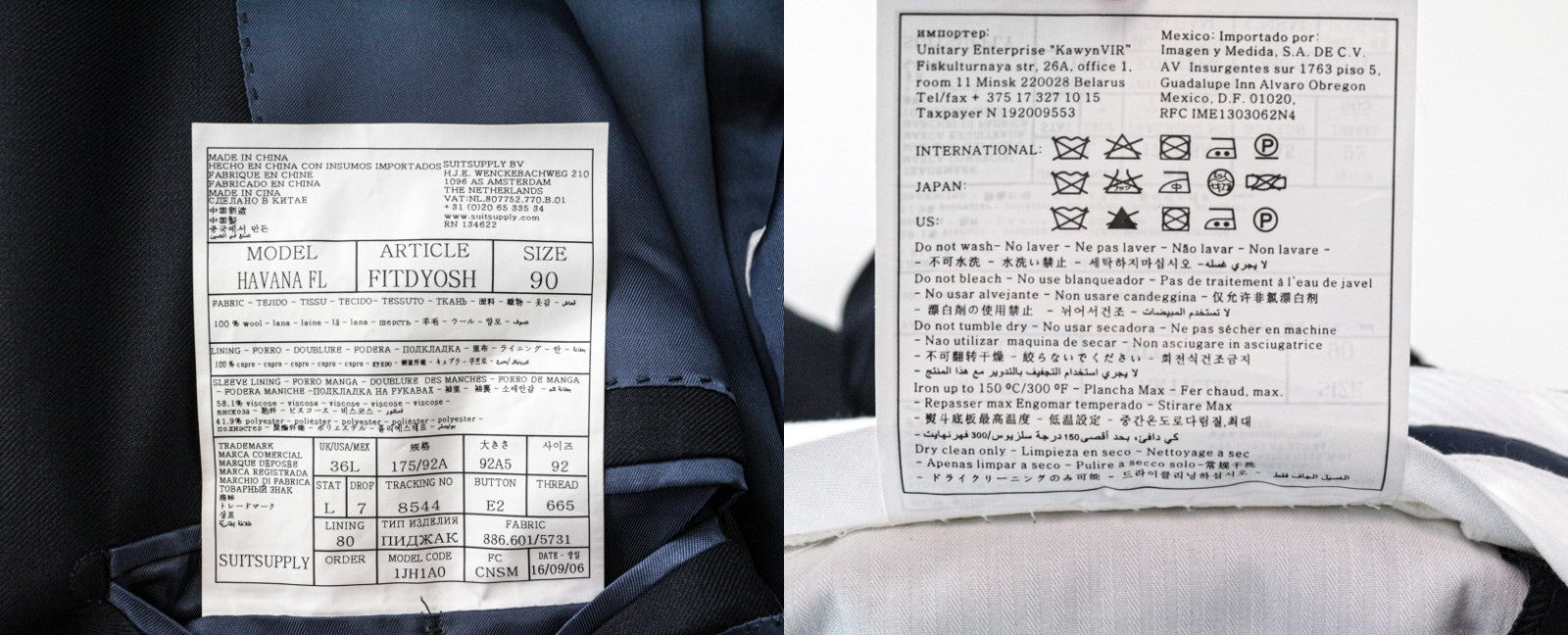 SUITSUPPLY Havana Men Suit UK36L Blueline Single-Breasted Blue Pure Wool 3 Piece