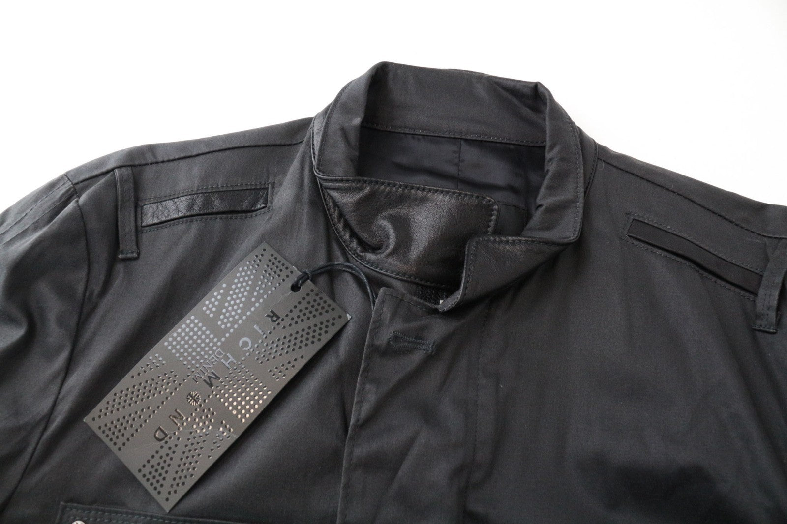 RICHMOND Men Jacket 48 M Black Cotton Stretch Single-Breasted Long Sleeved