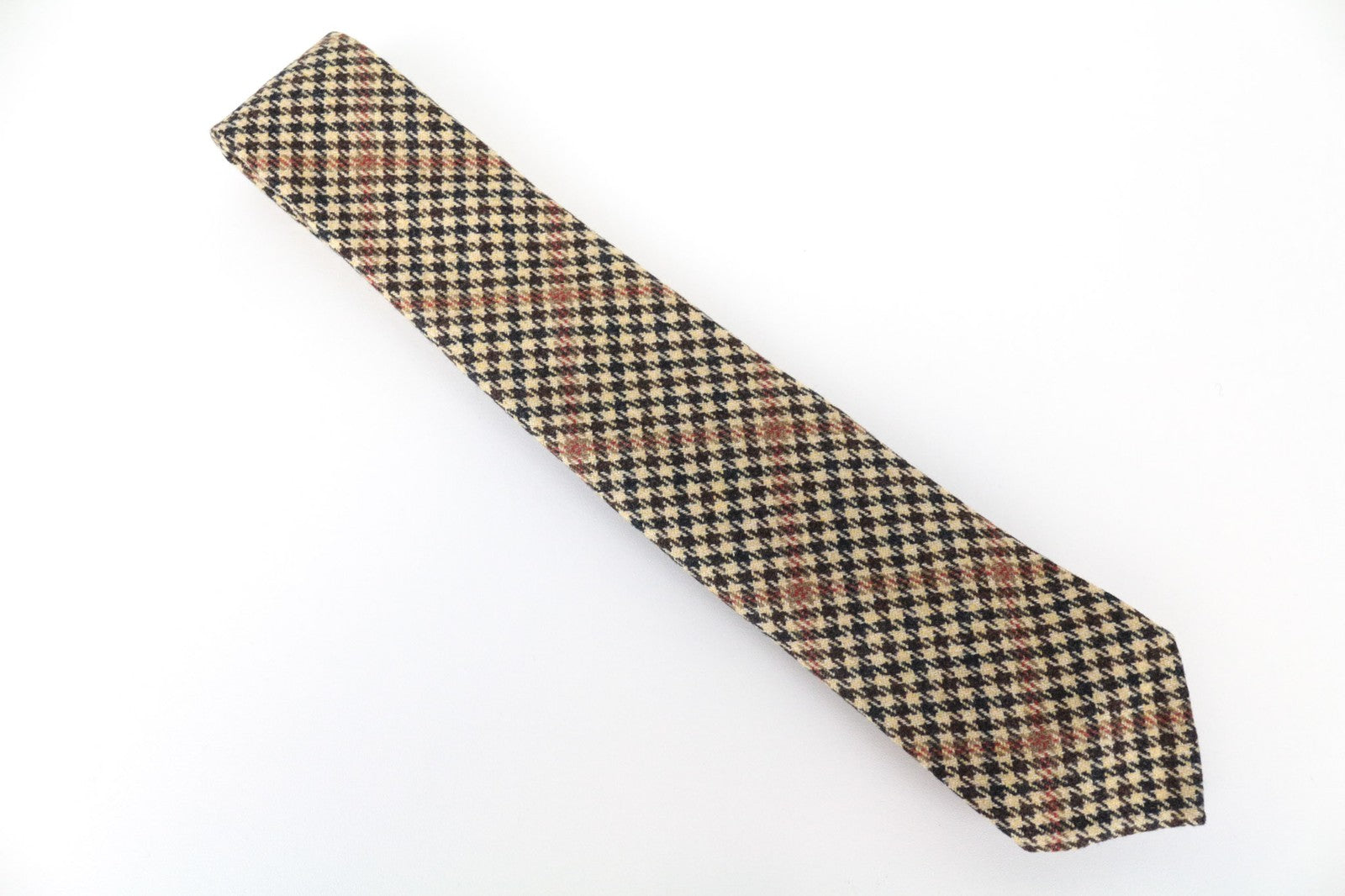 SUITSUPPLY Men Tie 150 x 8 cm Brown Wool Cashmere Houndstooth Patterned Formal