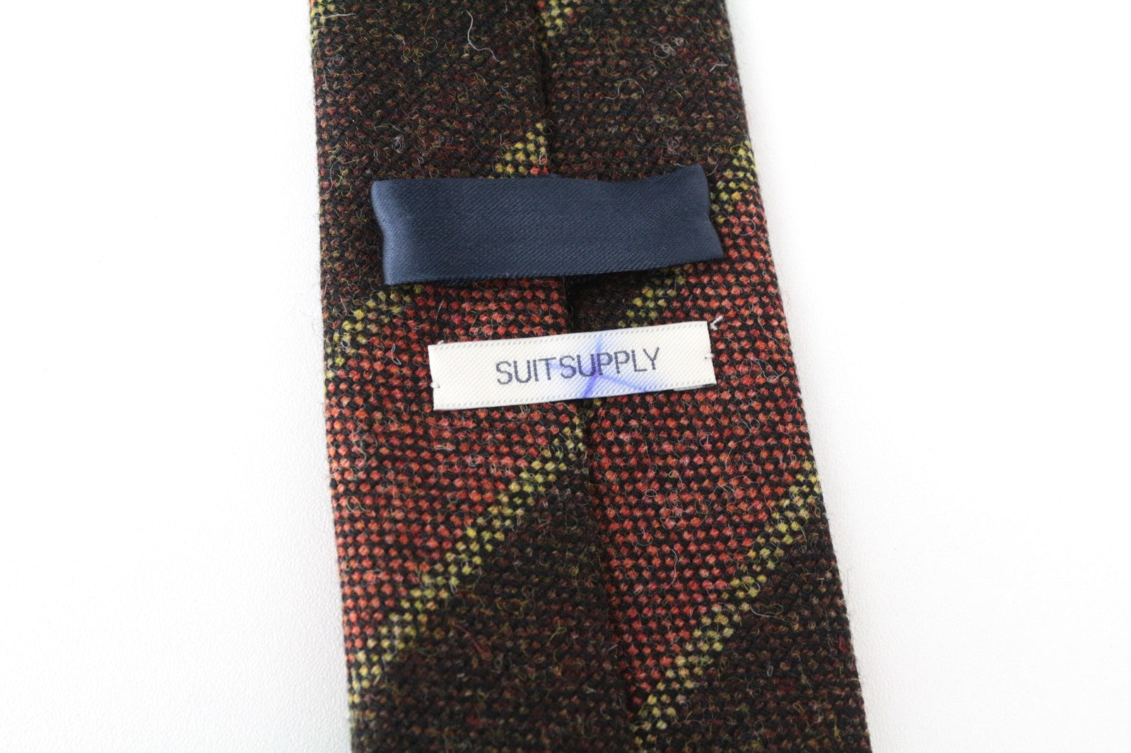 SUITSUPPLY Men Tie 150 x 8 cm Brown Pure Wool Striped Pointed-End Formal