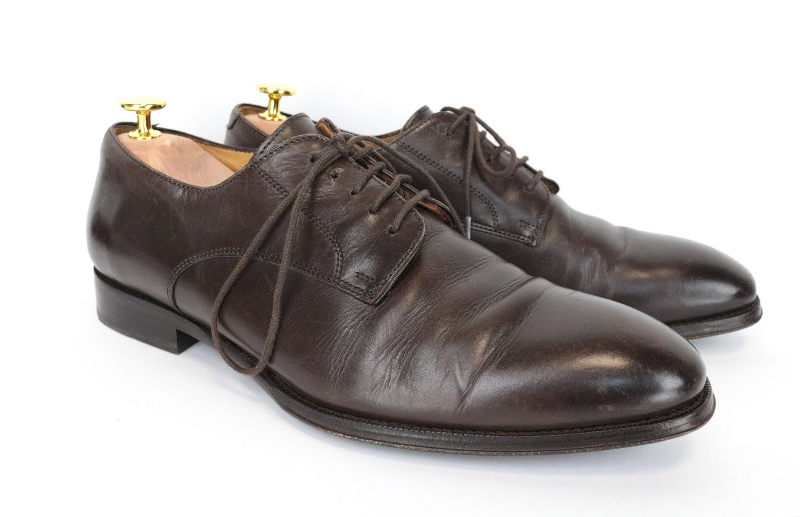 SUITSUPPLY Men Casual Shoes EU41.5 Brown Low-Top Genuine Leather Laced Classic