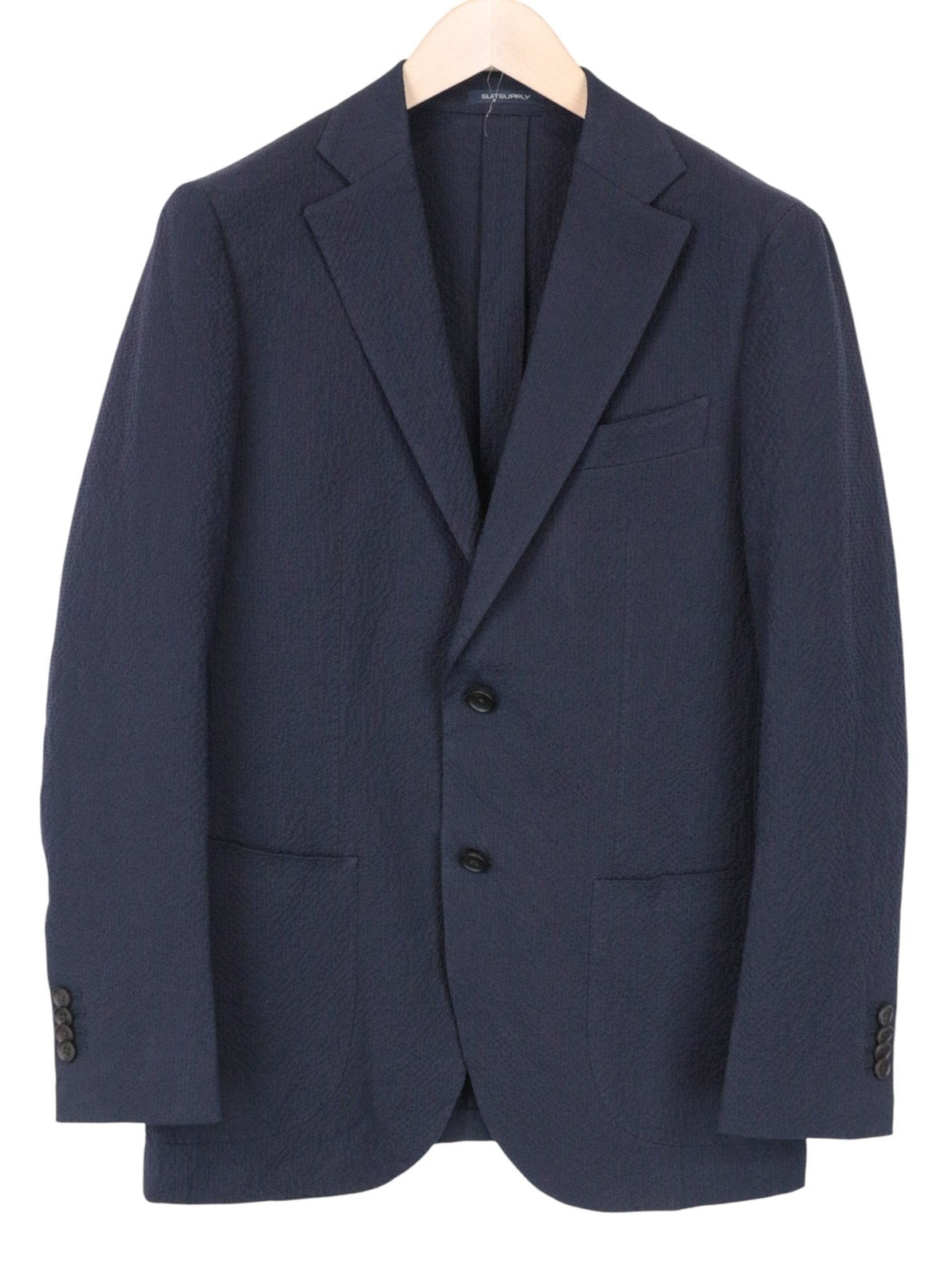 SUITSUPPLY Havana Patch Men Suit UK38R Navy 2-Piece Slim Cotton Stretch Formal