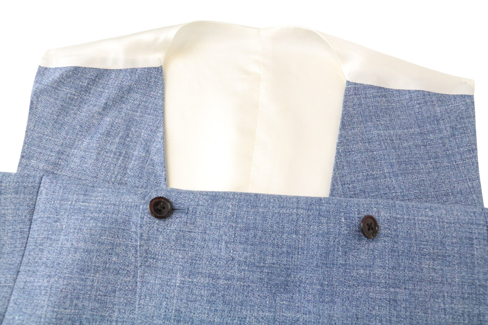 SUITSUPPLY La Spalla Men Suit UK40S Blue 3-Piece Slim Melange Wool Silk Linen