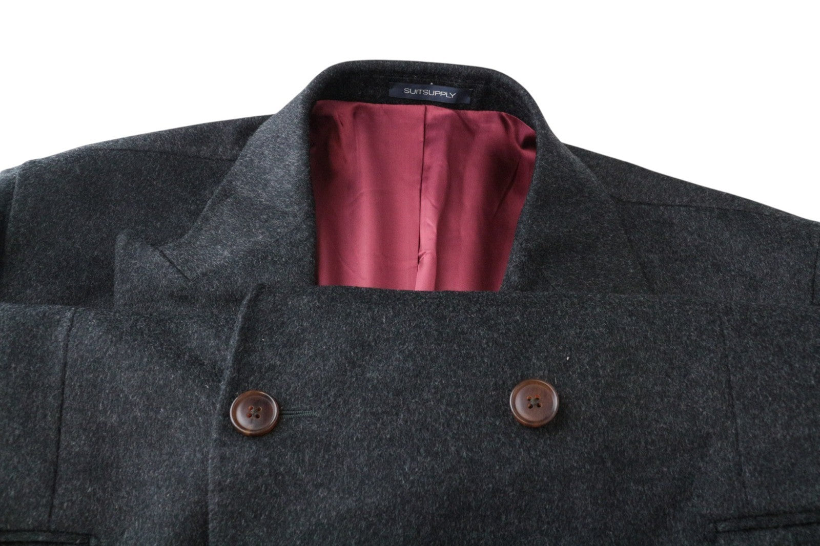 SUITSUPPLY Bleecker Men Coat UK52S Dark Grey Two-Row Wool Mid-Length Classic