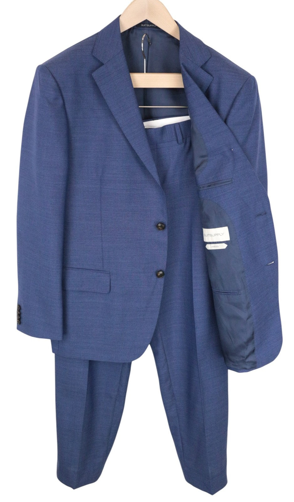 SUITSUPPLY Napoli Men Suit UK42R Single-Breasted Lined Blue Pure Wool 2 Piece
