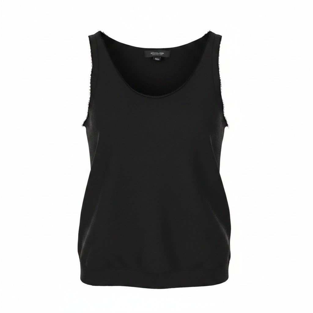 SCOTCH & SODA Ams Blauw Women T-Shirt S Black Pure Cotton Sleeveless Tank Top