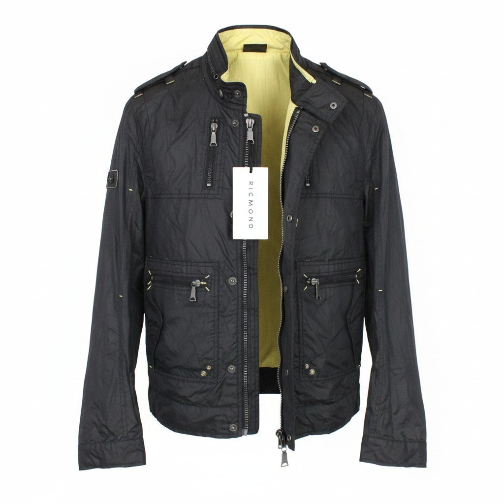 RICHMOND Men Jacket 48 M Black Lightweight Long Sleeved Zipped Lined Casual